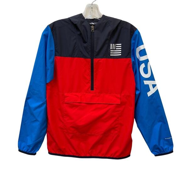 The North Face YOUTH USA Color Block Half Zip Hooded Windbreaker Size Large